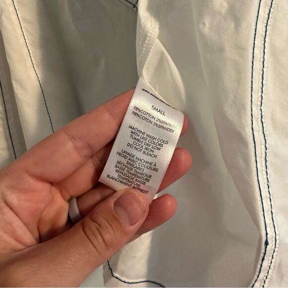 NWT SOLID & STRIPED White Cropped Long Sleeve Cotton Top Small - Picture 6 of 9